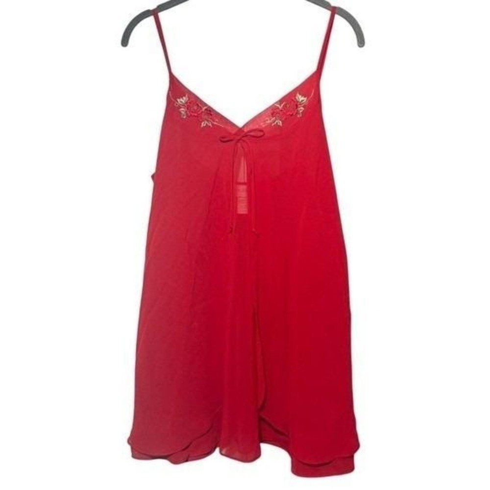 Vintage Red Teddy Nightie Lingerie Embroidered Y2K 90s Coquette Sexy Medium
